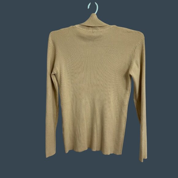 Coofandy Mens Ribbed Slim Fit Turtle Neck Sweater XXL Acrylic Beige Career - Picture 3 of 8